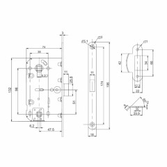 Защелка врезная PL96WC-50 BL (черный)