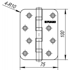 Петля универсальная IN4400U-R10 SN (4BB-R10 100x75x2,5) мат. никель