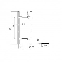 Ручка-скоба PH-22-25/300-INOX (нержавейка 201)