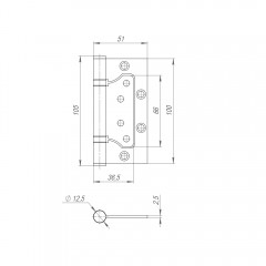 Петля из нержавейки универсальная без врезки 500-2BB 100x2,5 (INOX 304)