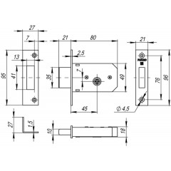 Замок врезной крестообразный 200 F CP (хром), 3 кл.