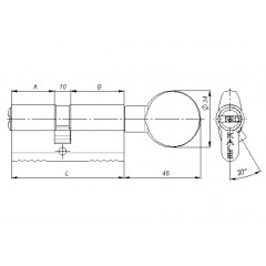 Цилиндровый механизм с вертушкой 164 BM/72 (30+10+32) mm латунь 5 кл.