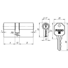 Цилиндровый механизм 100 CA 105 mm (30+10+65) CP хром 3 кл.