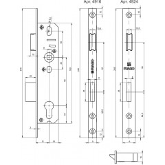 Корпус узкопрофильного замка с защелкой 4916-35/92 CP (хром)