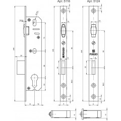 Корпус узкопрофильного замка с роликовой защёлкой 5124-30 CP (хром)