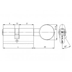 Цилиндровый механизм с вертушкой 164 SM/68 (26+10+32) mm упк.БЛИСТЕР никель 5 кл.