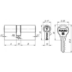 Цилиндровый механизм R300/60 mm (25+10+25) CP хром 5 кл.