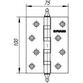 Петля Fuaro (Фуаро) универсальная IN4400UA-BL SB (4BB/A/BL 100x75x2,5) мат. золото БЛИСТЕР