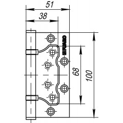 Петля универсальная без врезки 500-2BB/BL 100x2,5 PB (латунь) БЛИСТЕР