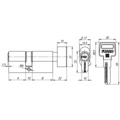 Цилиндровый механизм с вертушкой R602/90 mm (45+10+35) CP хром 5 кл.