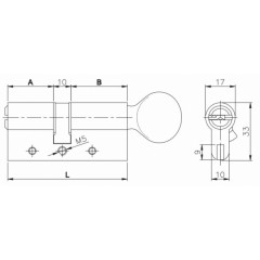 Цилиндровый механизм перекодируемый 164 OBS BME-Z/80 (35+10+35) mm никель 5 кл.+ 2 кл. с вертушкой