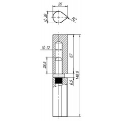 Петля приварная Т1254/140х20x25 мм с подшипником