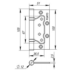 Петля универсальная без врезки 200-2B 100x2,5 AC (медь)