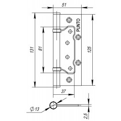 Петля универсальная без врезки 200-2B 125x2,5 CFB (кофе глянец)