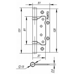 Петля универсальная без врезки 200-2B 125x2,5 GR (графит)