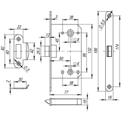 Защелка бесшумная сантехническая Morelli IP WC SC, цвет - матовый хром