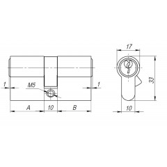 Цилиндровый механизм AX100/60 mm (25+10+25) PB латунь 5 кл.