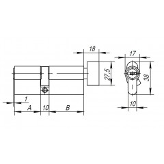 Цилиндровый механизм с вертушкой AX202/80 mm (35+10+35) CP хром 5 кл.