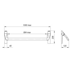 Ручка-штанга нажимная 1300А для замка  FL-0433 ANTI-PANIC