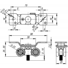 Комплект роликов Armadillo (Армадилло) для раздвижных дверей DIY Comfort 60/4 kit (877)