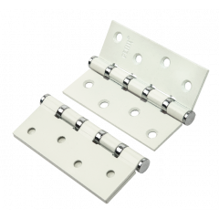 Петля стальная РЕНЦ, 100*75*2.5, 4 подшипника, плоский колпачек, белый / хром блестящий