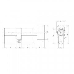 Цилиндровый механизм (AZ102/60) AZ1002Knob60 (25+10+25) CP хром