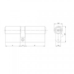 Цилиндровый механизм (AZ200/80) AZ2000Key80 (35+10+35) CP хром