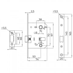 Защелка врезная PLASTLP72-50 (LP72-50) GR графит