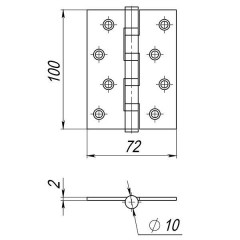 Петля универсальная IN4000U BL (4B/P 100x70x2) черный ПАКЕТ