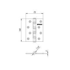 Петля из нержавейки универсальная IN4400U-R10 INOX black (4BB-R10 102х76х3) NoLogo