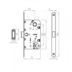 Защелка врезная MAGNLN96WC-50 (LN96WC-50) SN мат.никель