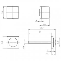 Ручка поворотная BK6.K.ART30 MWSC-33 итальянский тисненый