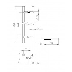 Ручка-скоба PULL.PH32/1500.45 INOX 304