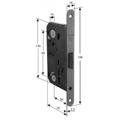 Замок врезной Magnetico F140.12.50 Wc сантехнический c ответной планкой и шурупами, хром полированный