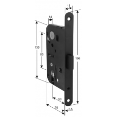 Замок врезной Magnetico F140.13.02 Cyl цилиндрический c ответной планкой и шурупами, латунь полированная